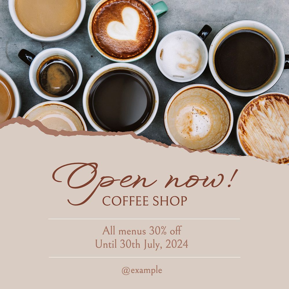 Coffee shop Instagram post template, editable text