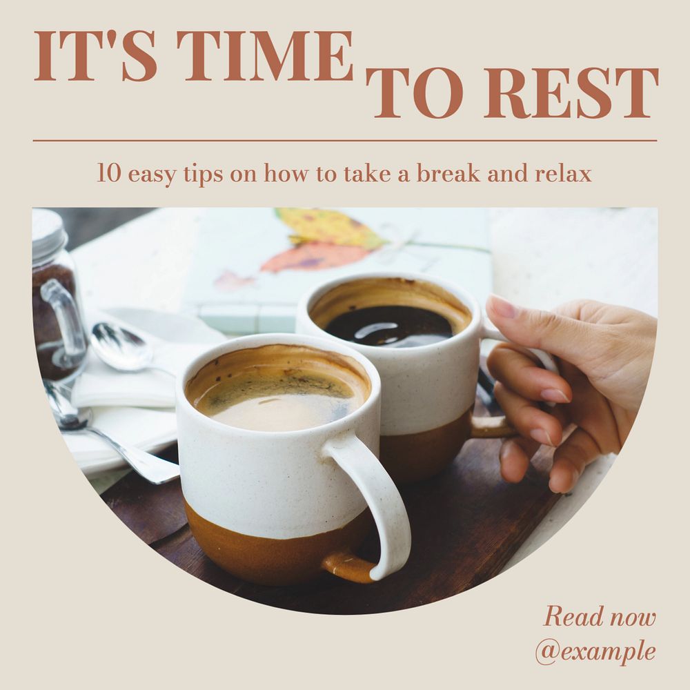 It's time to rest Instagram post template, editable text