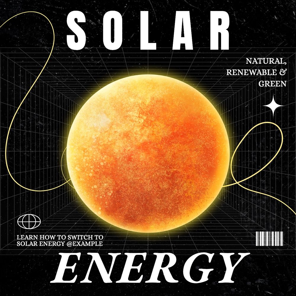 Solar energy Instagram post template, editable text