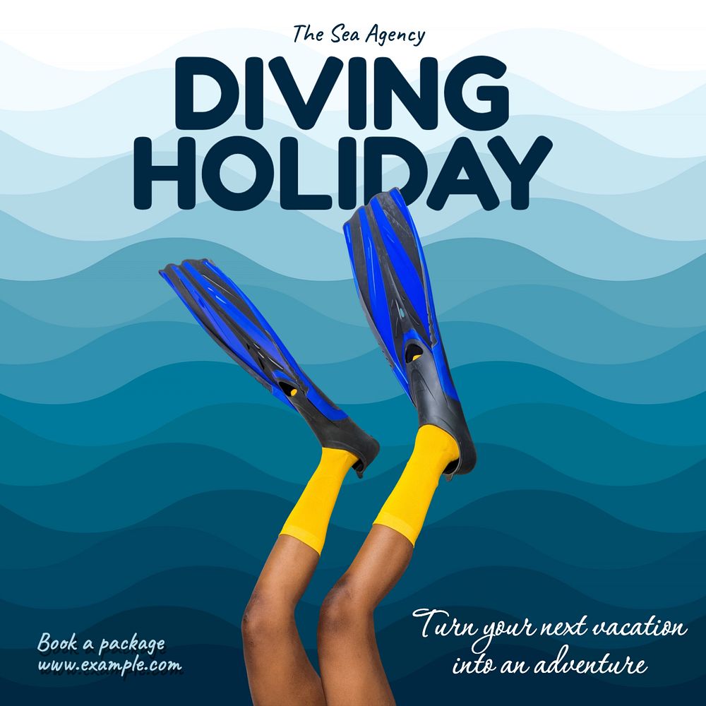 Diving holiday  Instagram post template, editable text