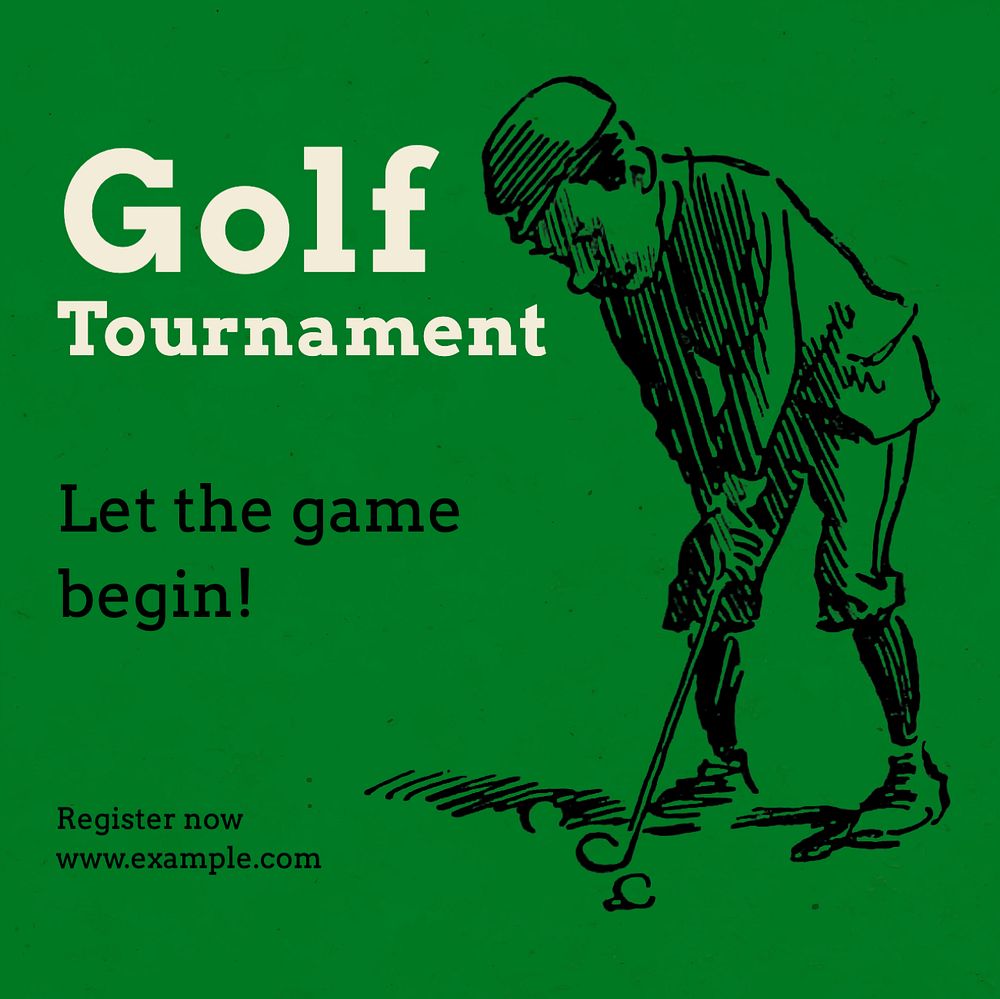 Golf tournament Instagram post template, editable text