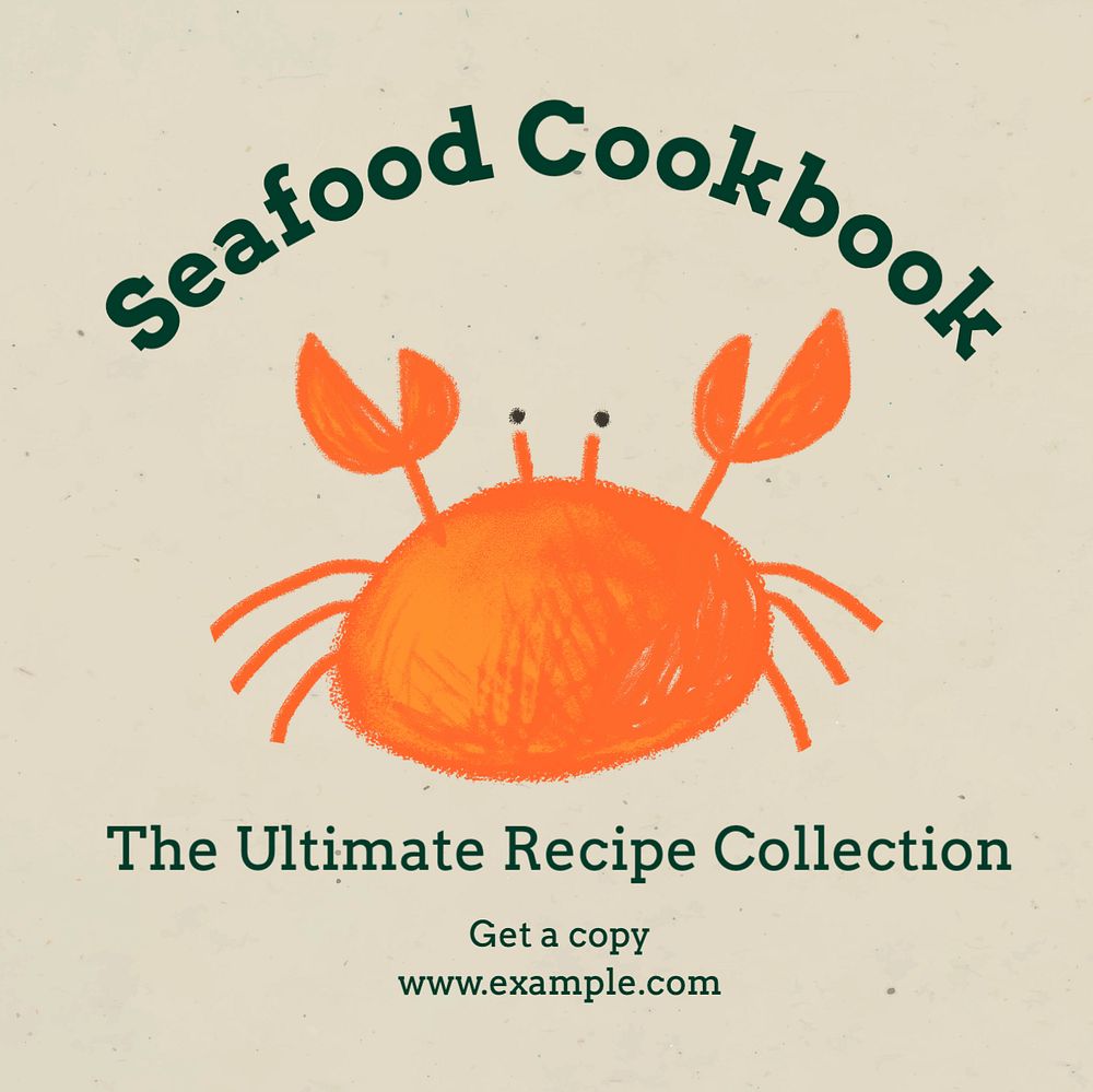 Seafood cookbook Instagram post template, editable text