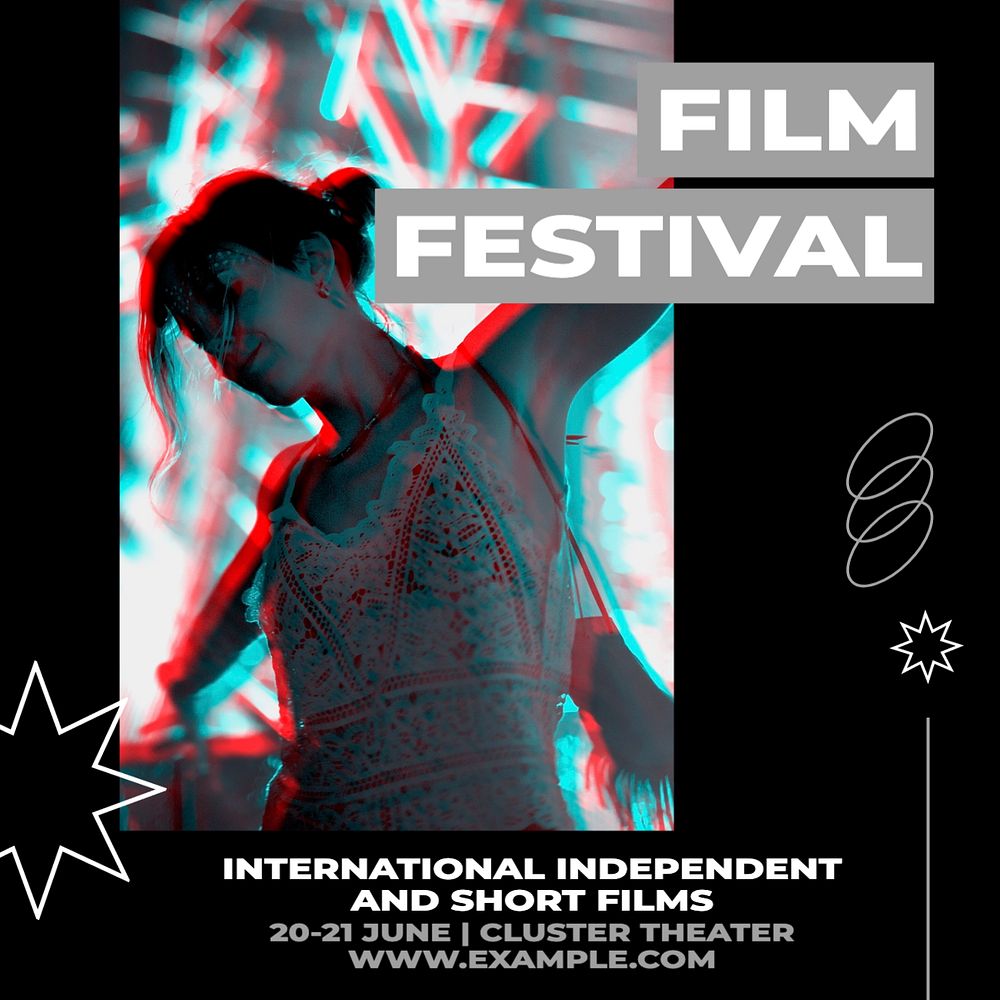 Film festival  Instagram post template, editable text