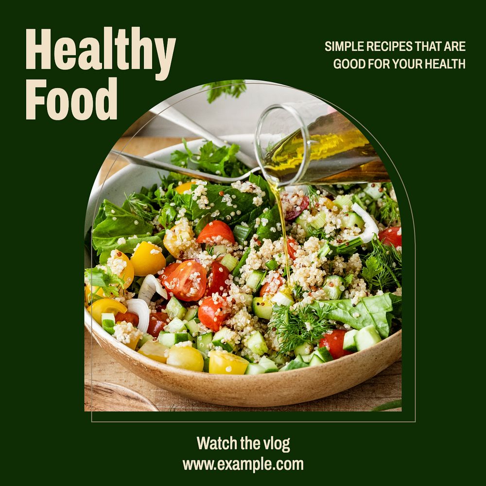 Healthy food Instagram post template, editable text