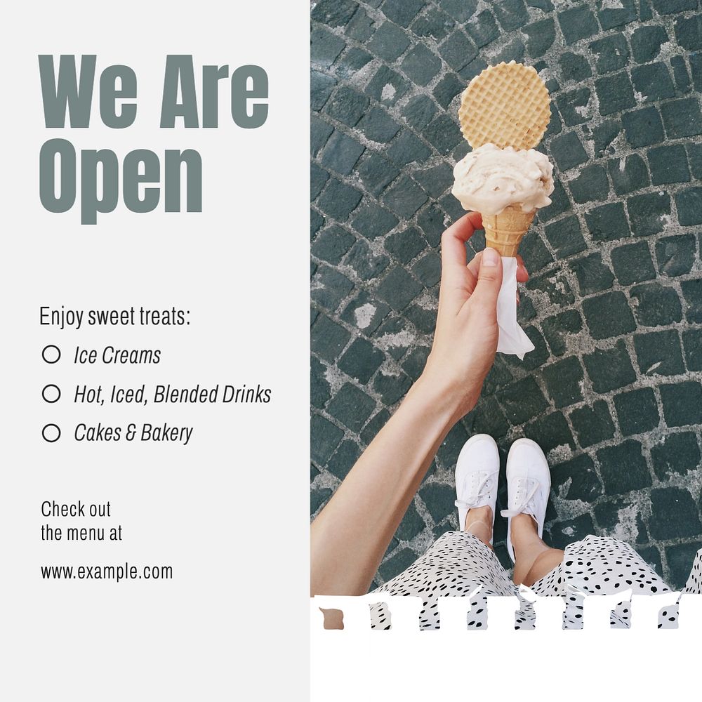 We are open Instagram post template, editable text