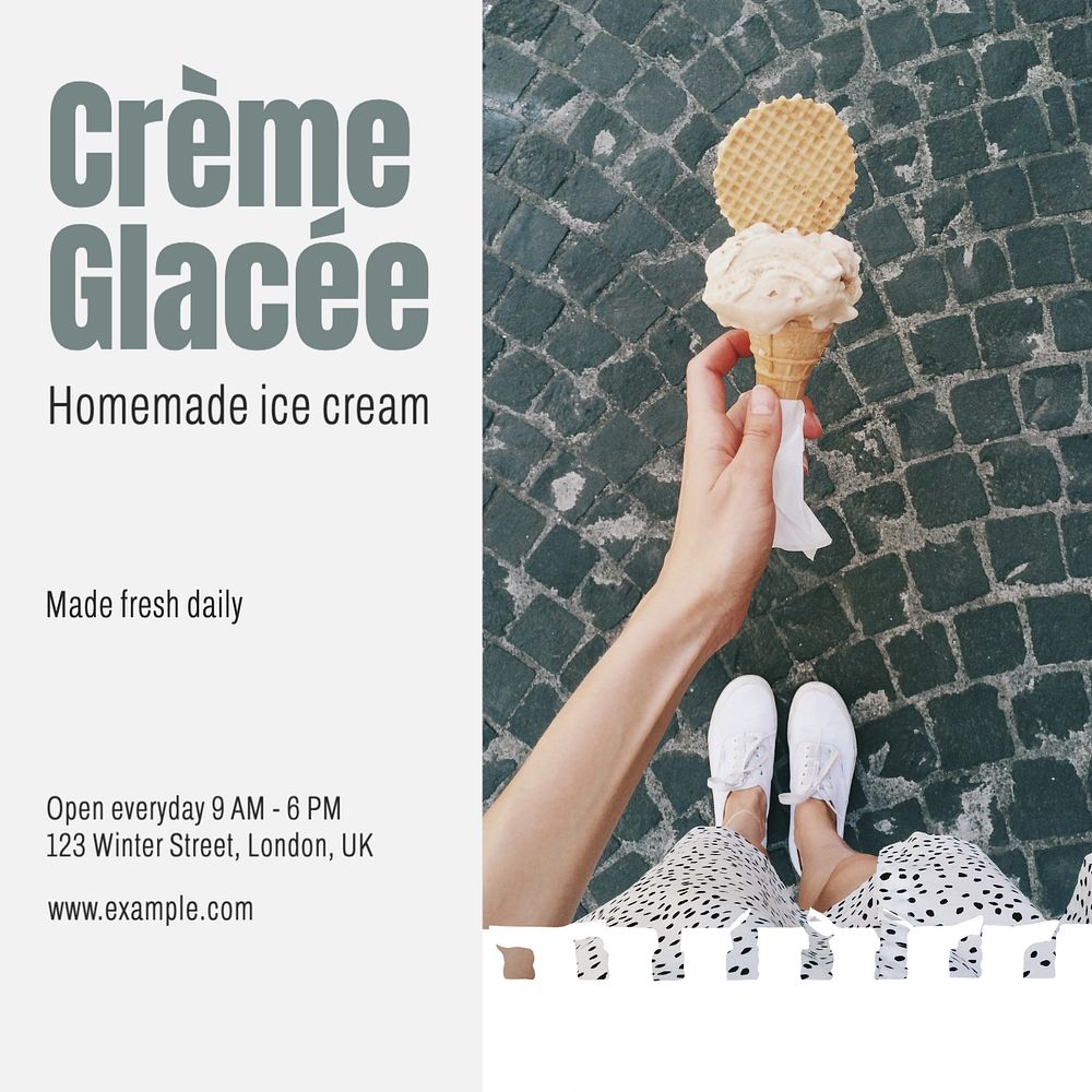 Crème glacée Instagram post template, editable text