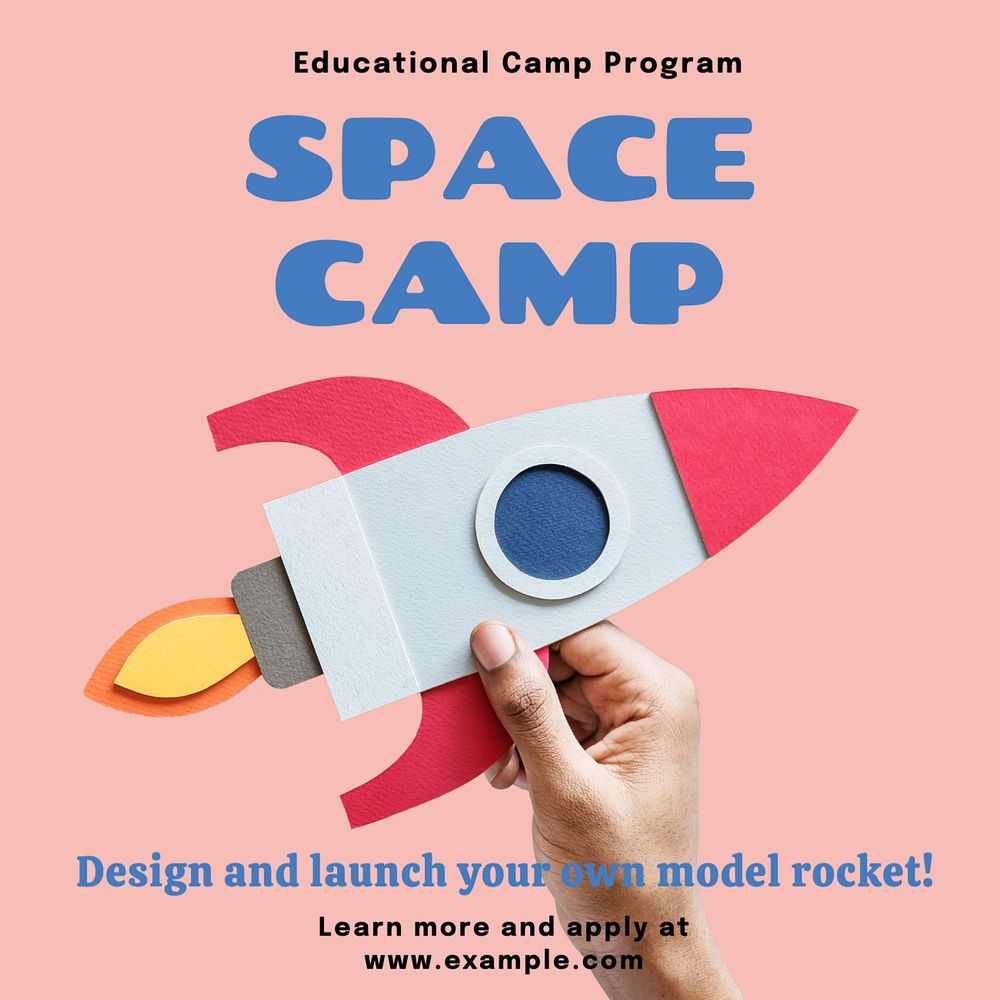 Space camp background Instagram post template, editable text