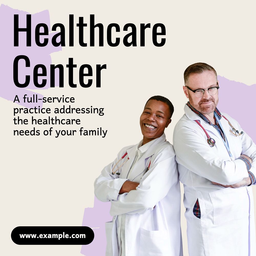 Healthcare center  Instagram post template, editable text