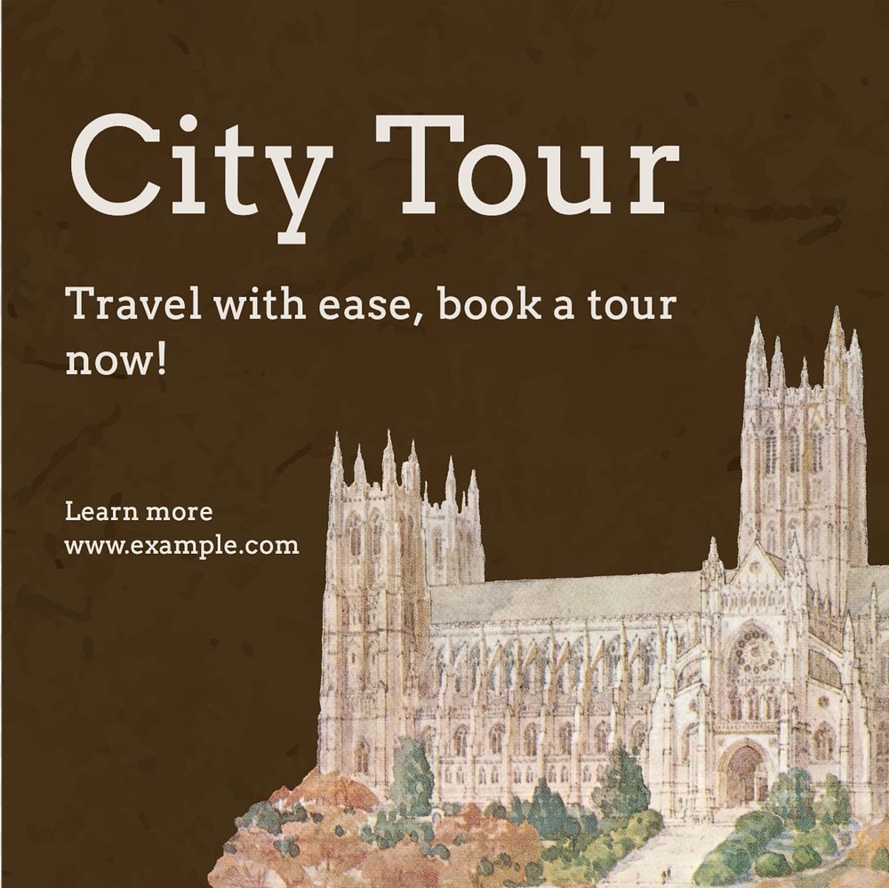 City tour Instagram post template, editable text