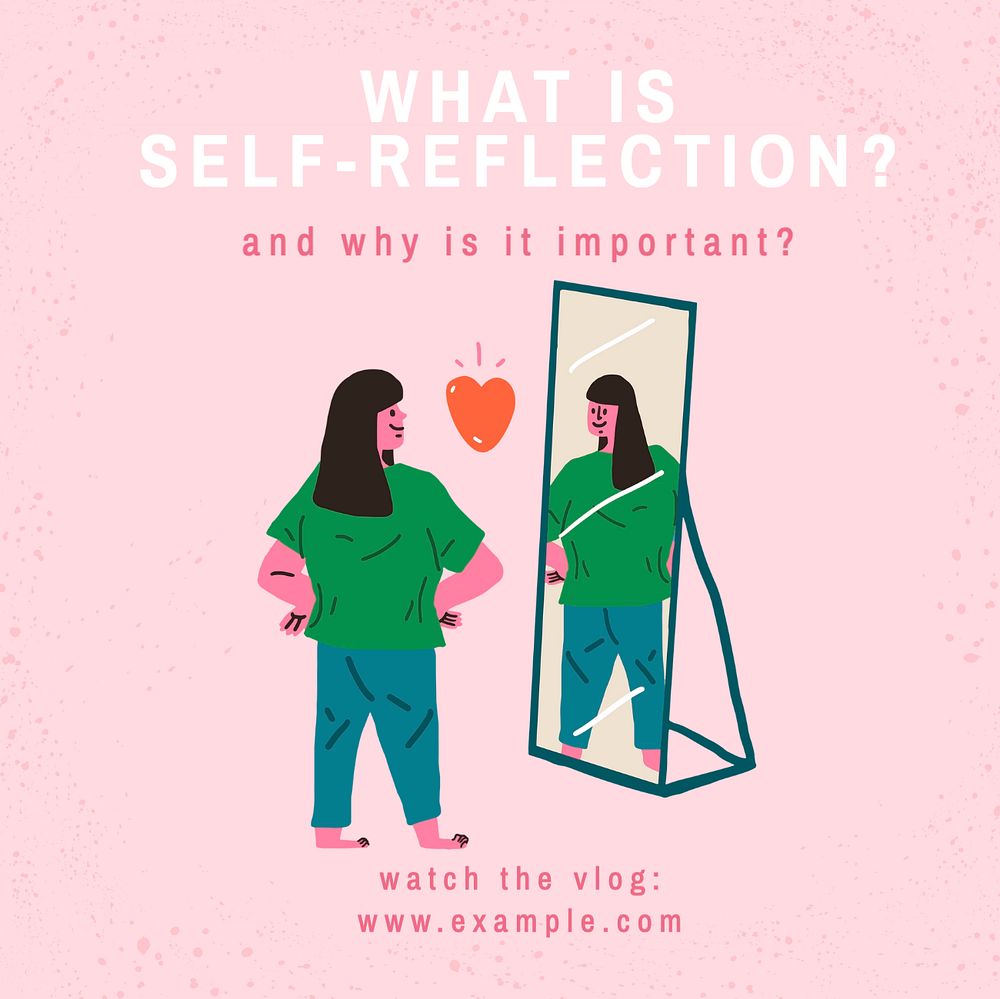 Self reflection Instagram post template, editable text