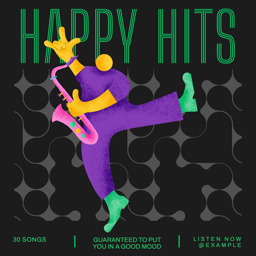 Happy hit music Instagram post template, editable text