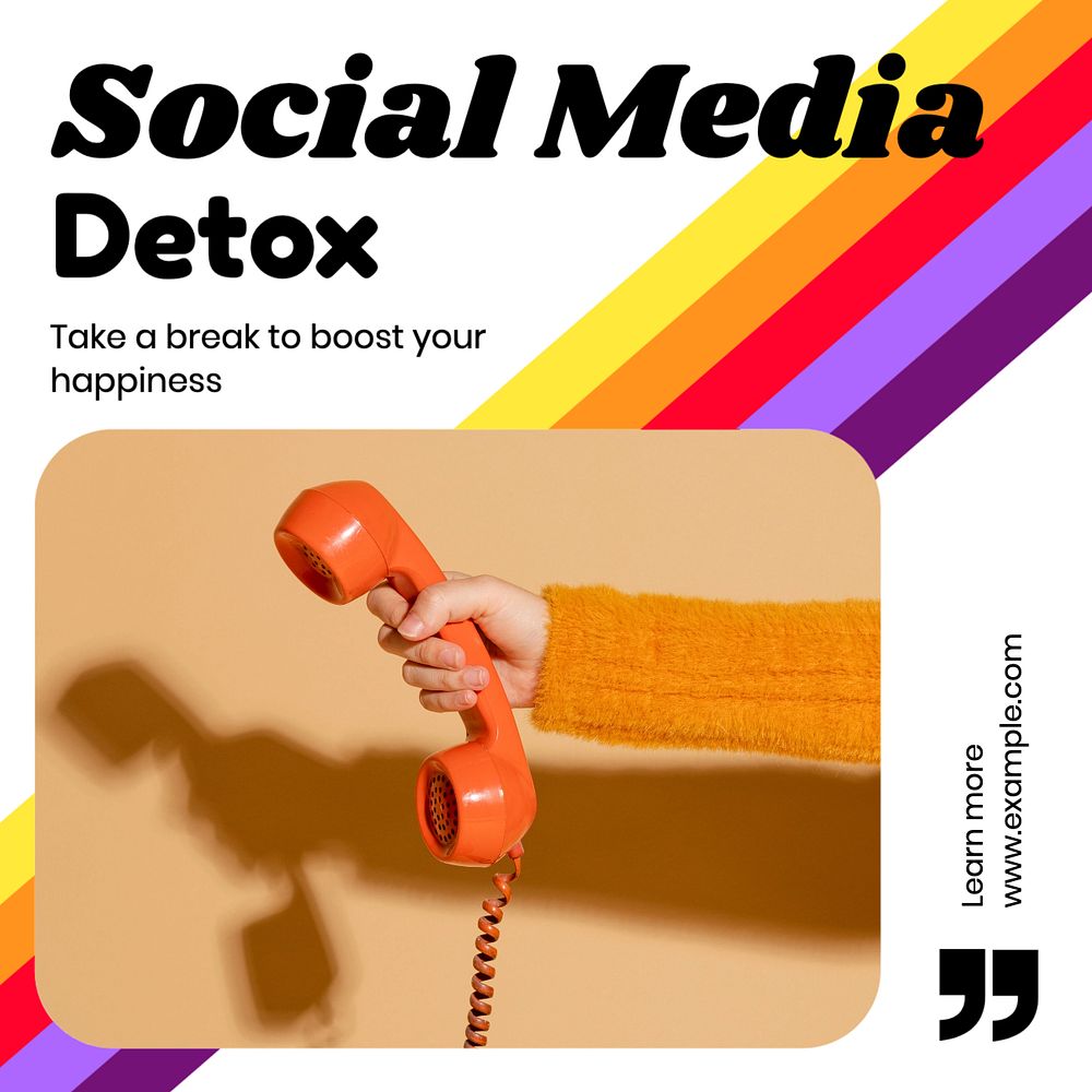 Social media detox Instagram post template, editable text