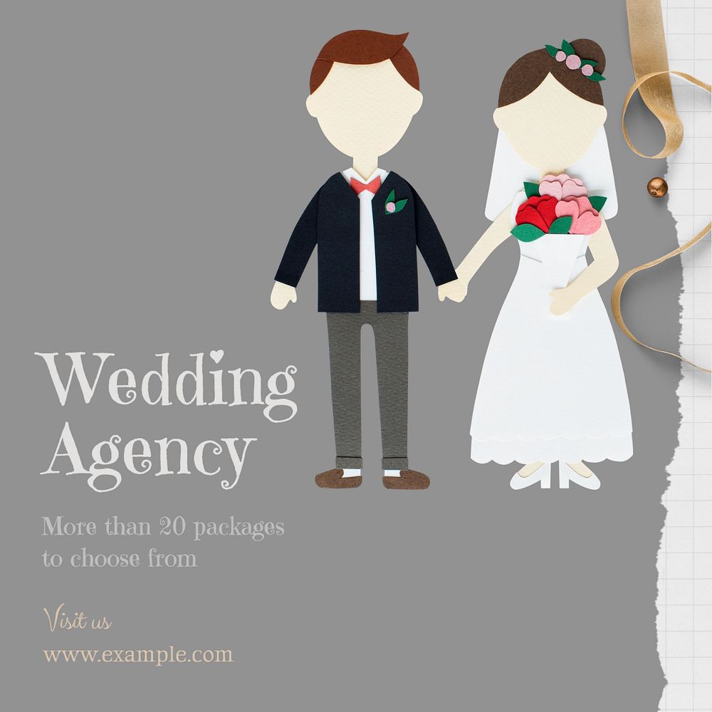 Wedding agency  Instagram post template, editable text