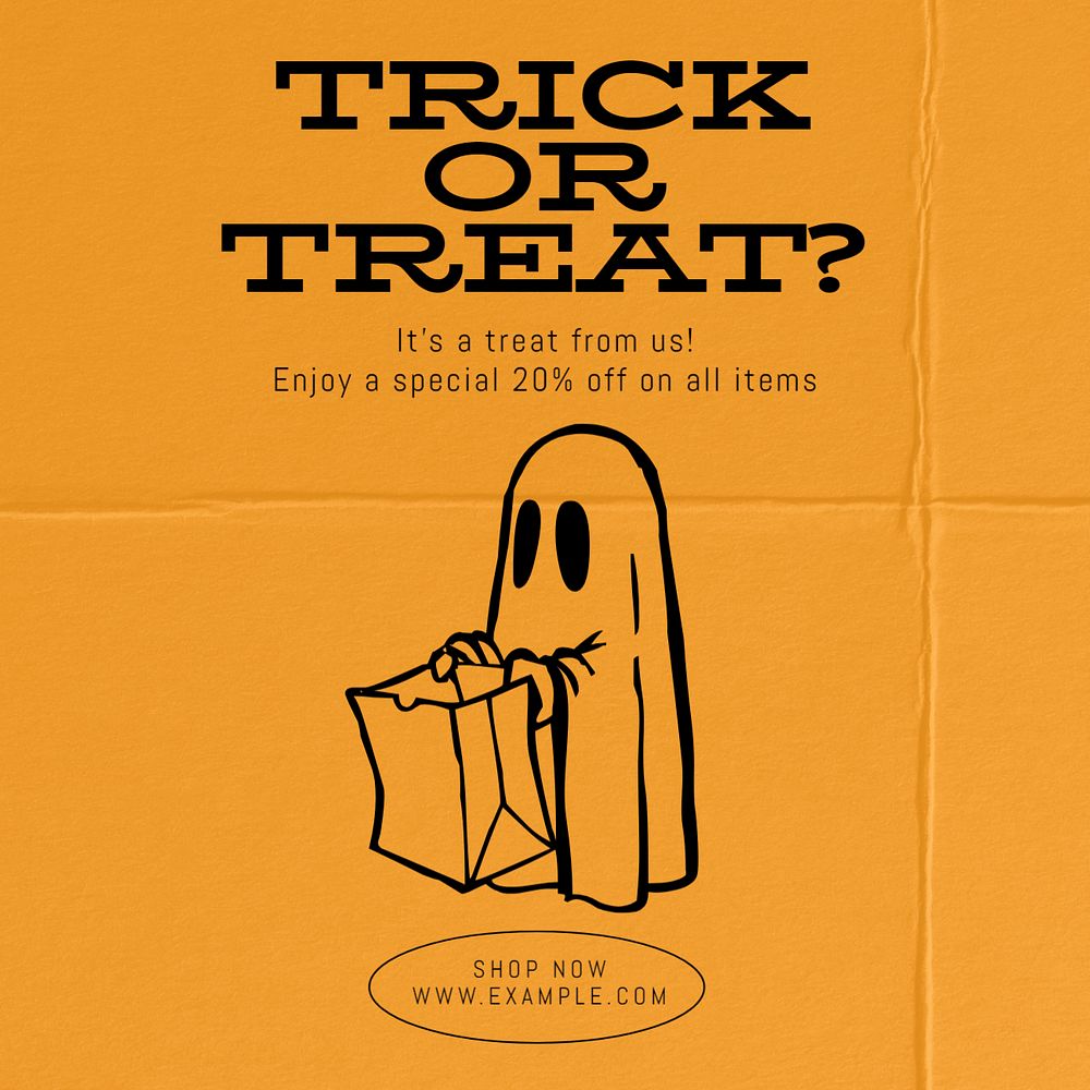 Trick or treat  Instagram post template, editable text