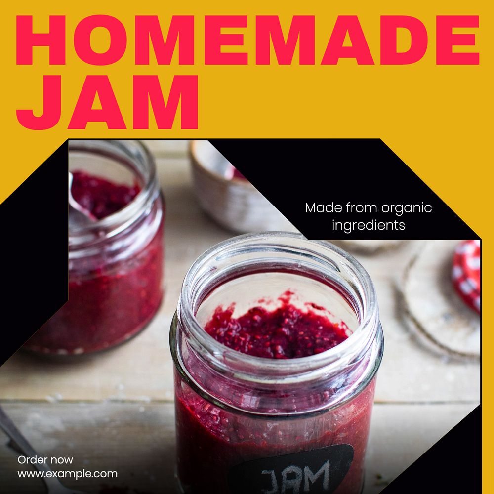 Homemade jam Instagram post template, editable text