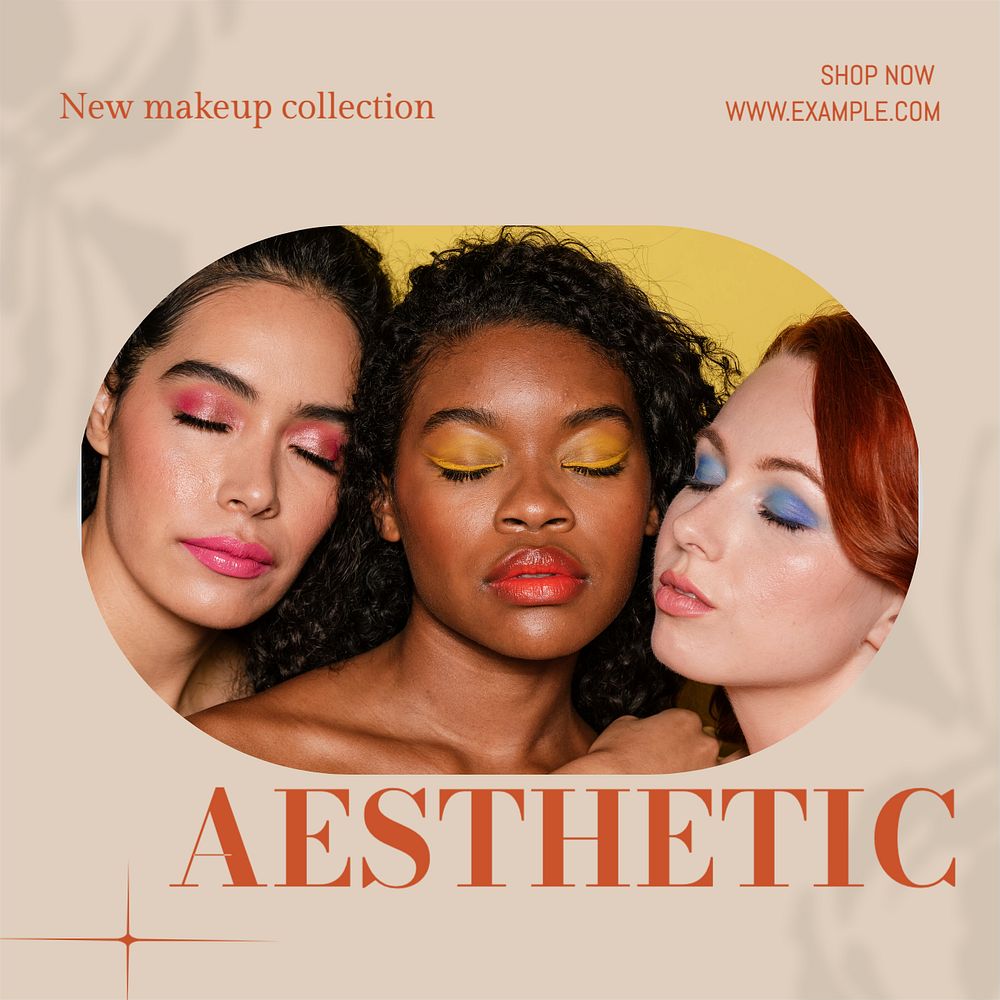 Aesthetic makeup Instagram post template, editable text