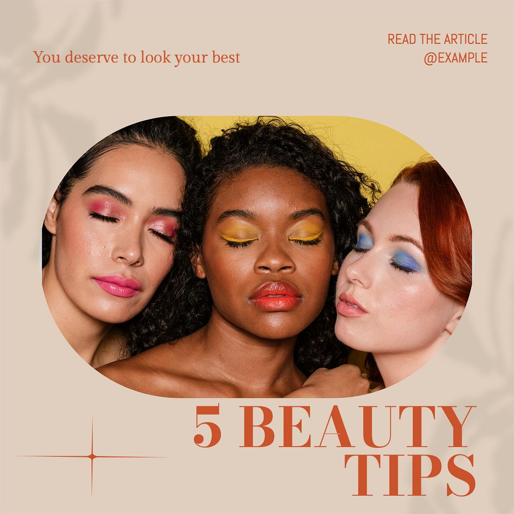 Beauty tips Instagram post template, editable text