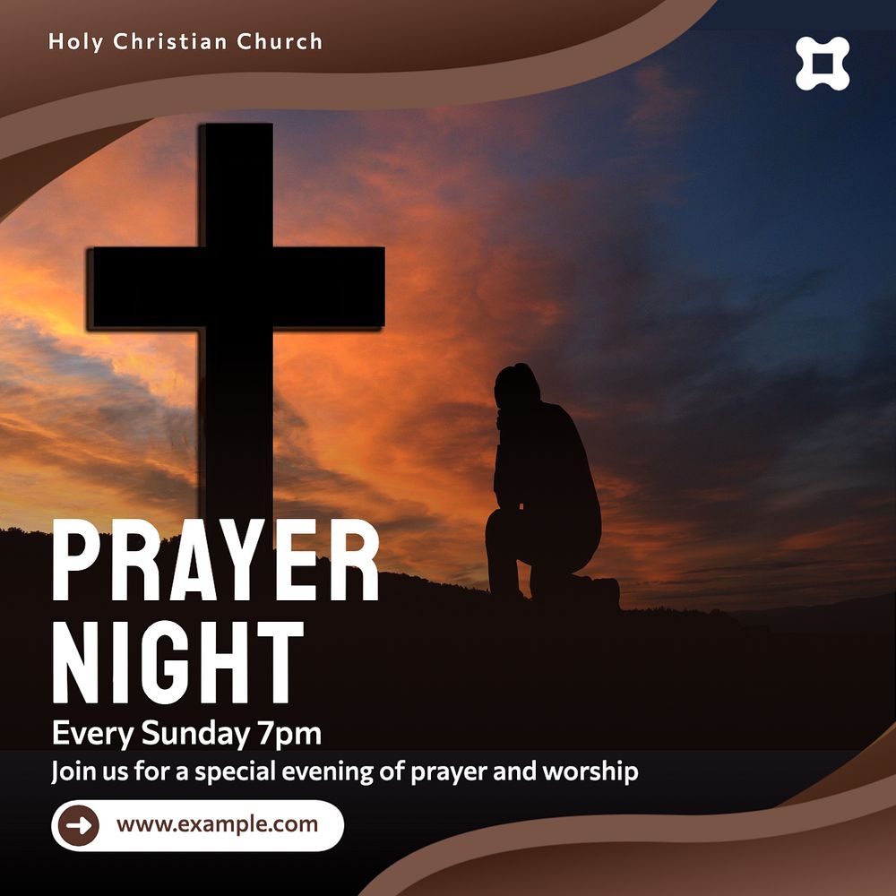 Prayer night Instagram post template, editable design