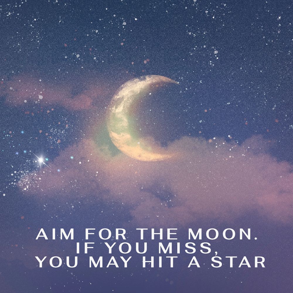 Aim the moon  Instagram post template, editable text