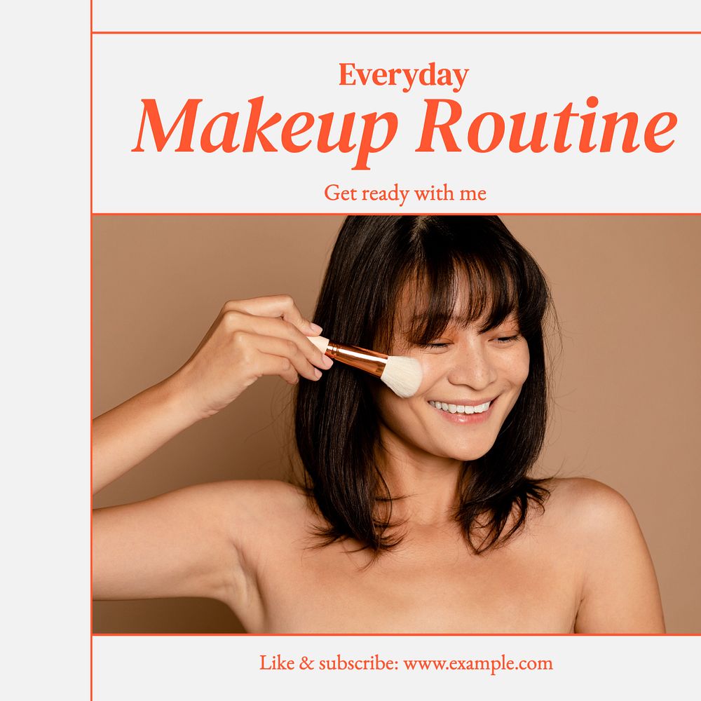 Everyday makeup routine Instagram post template, editable text