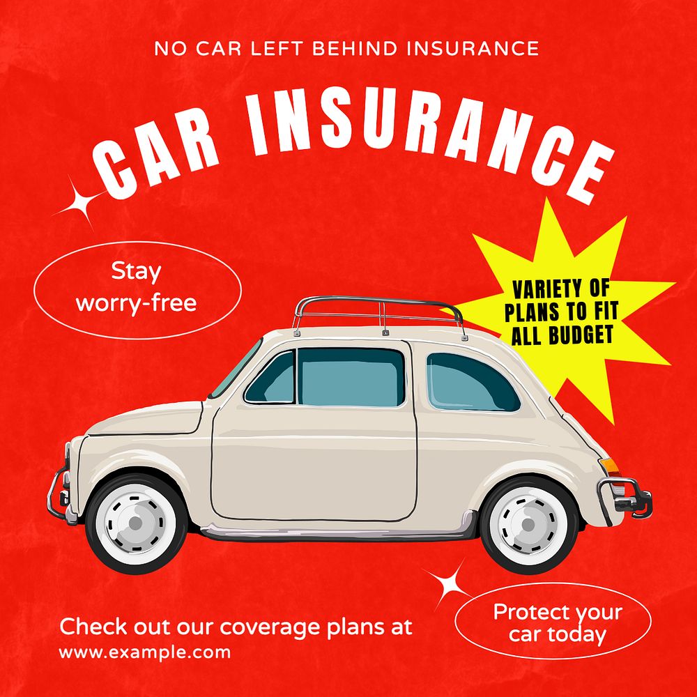 Car insurance Instagram post template, editable text