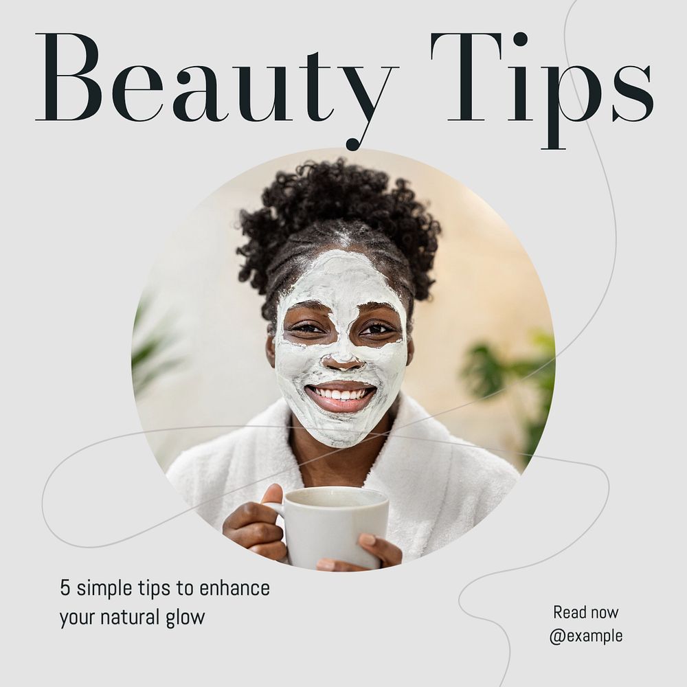 Beauty tips Instagram post template, editable text