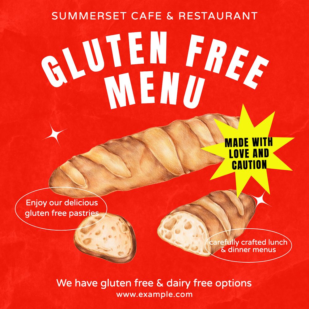 Gluten free Instagram post template, editable text