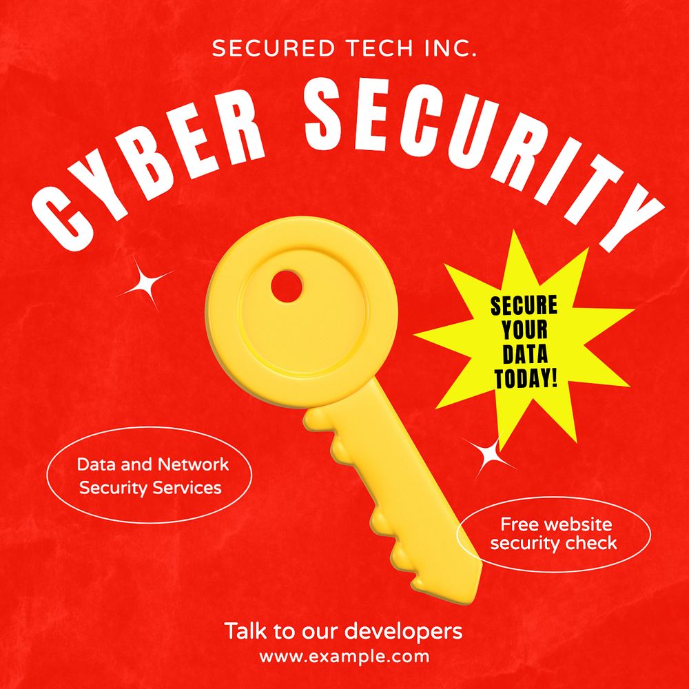 Cyber security Instagram post template, editable text