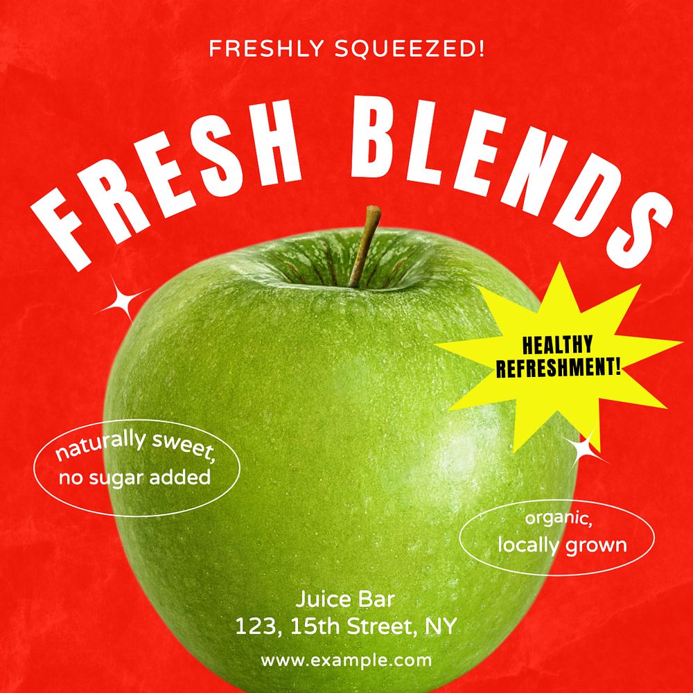 Fresh fruit blends Instagram post template, editable text