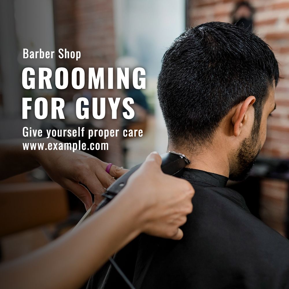 Male grooming Instagram post template, editable text