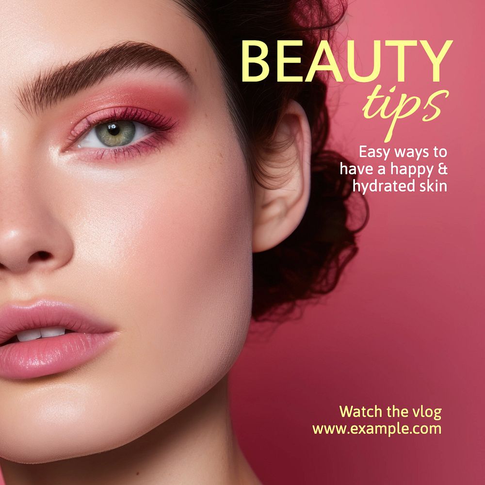 Beauty tips Instagram post template, editable text