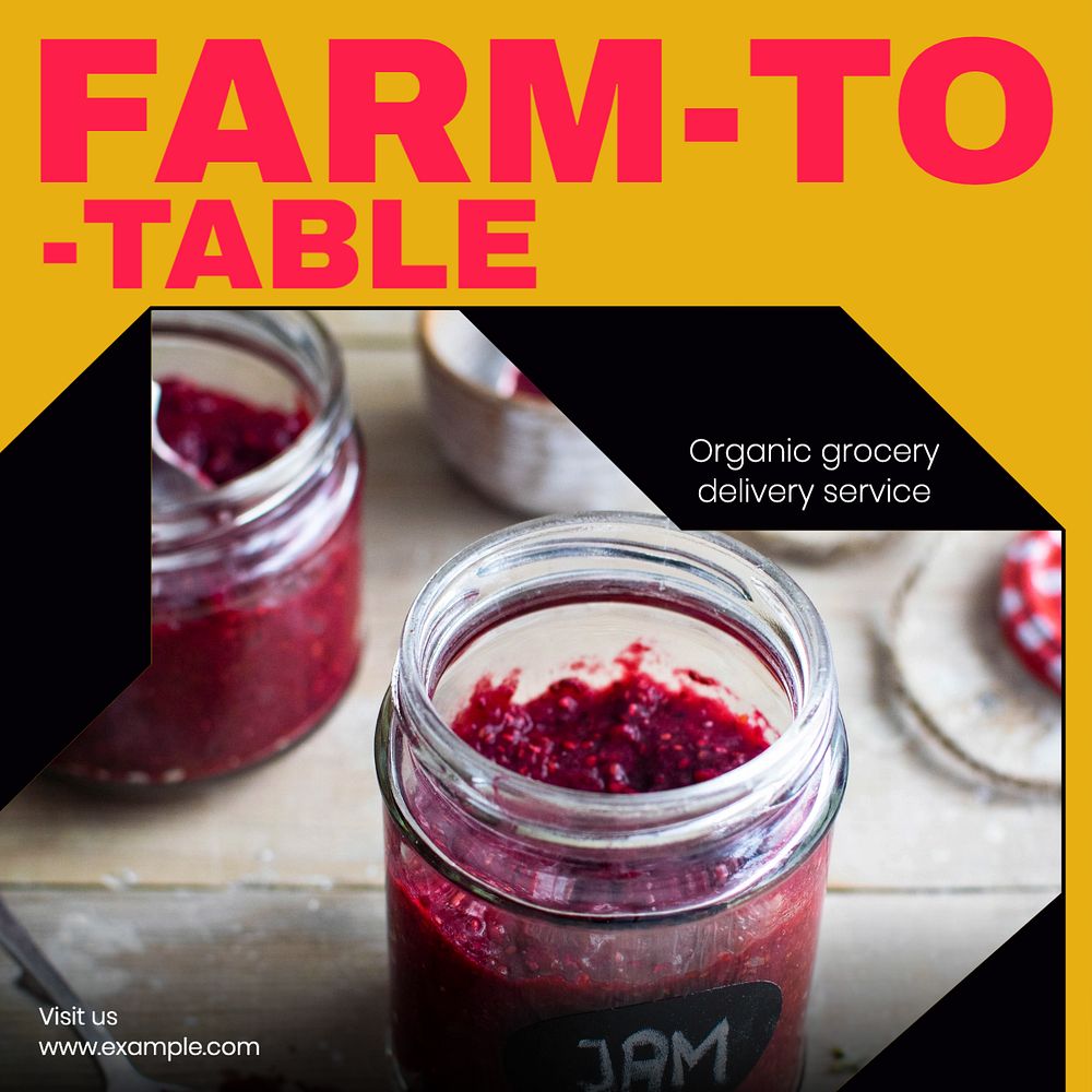 Farm to table Instagram post template, editable text