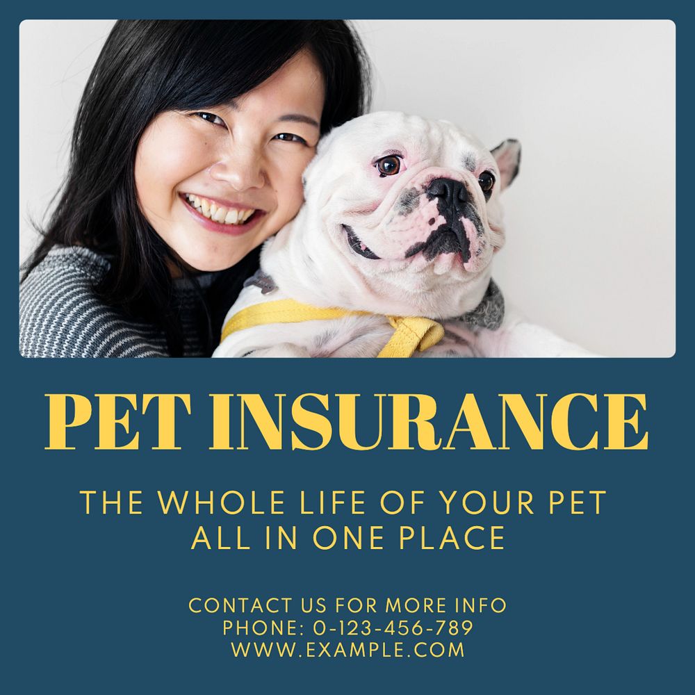 Pet insurance Instagram post template, editable text