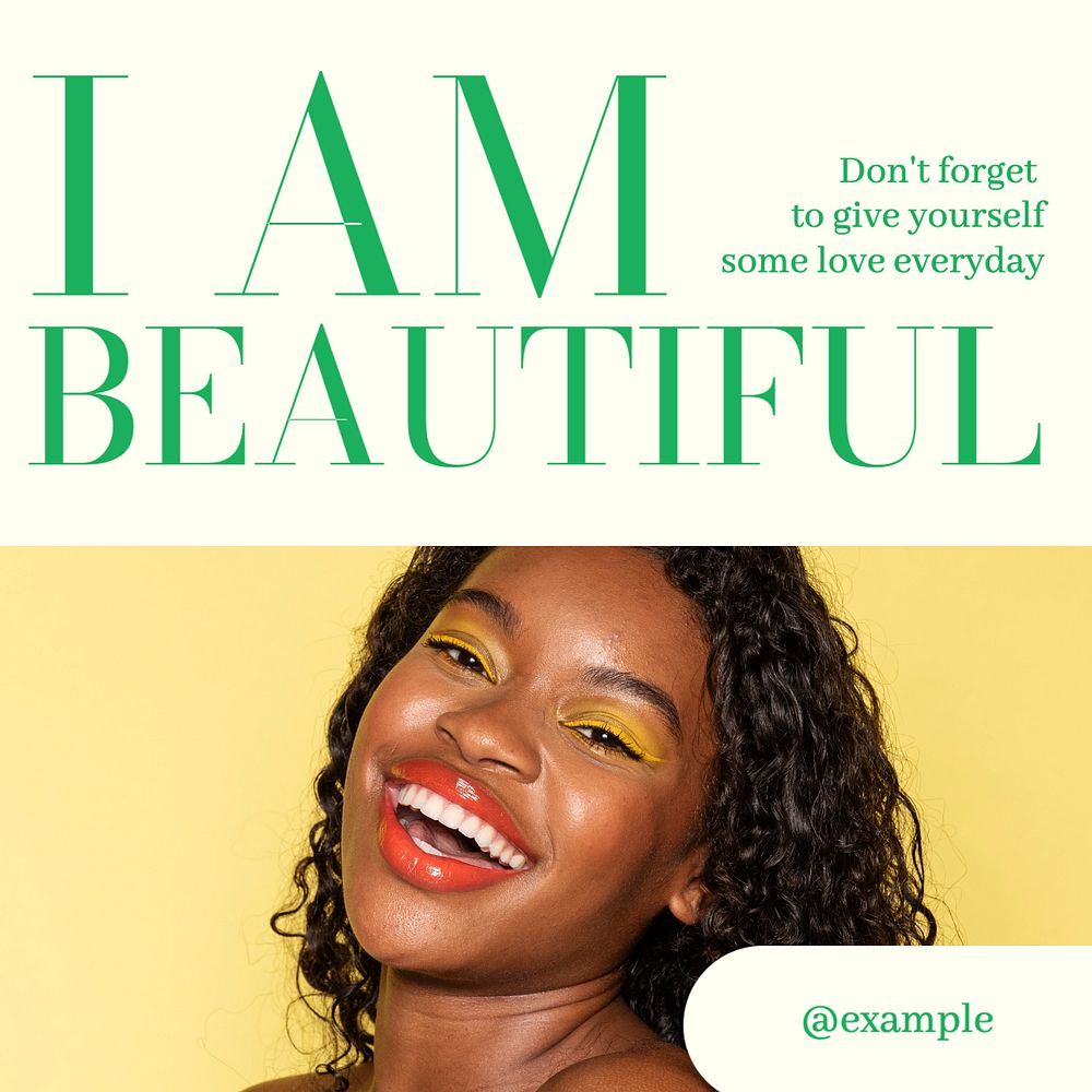 Self affirmation Instagram post template, editable text