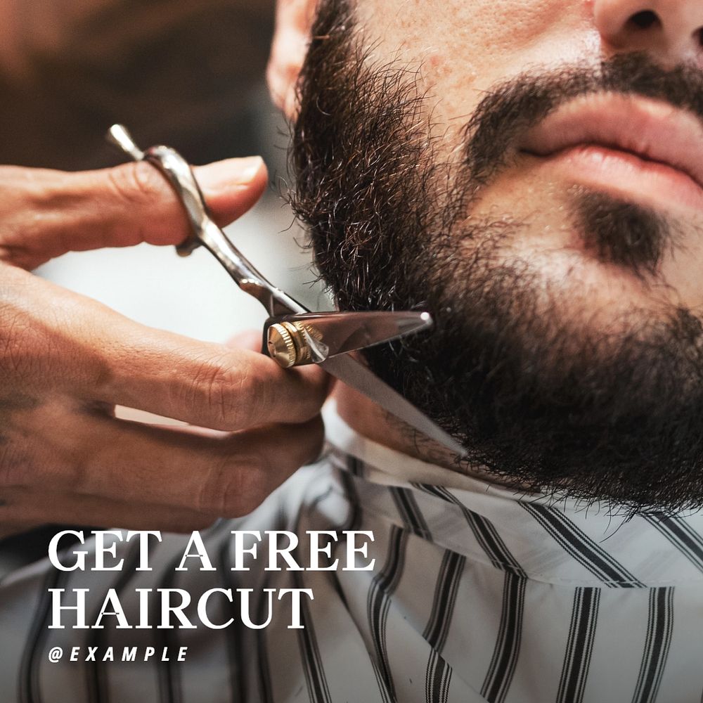 Free haircut Instagram post template, editable text