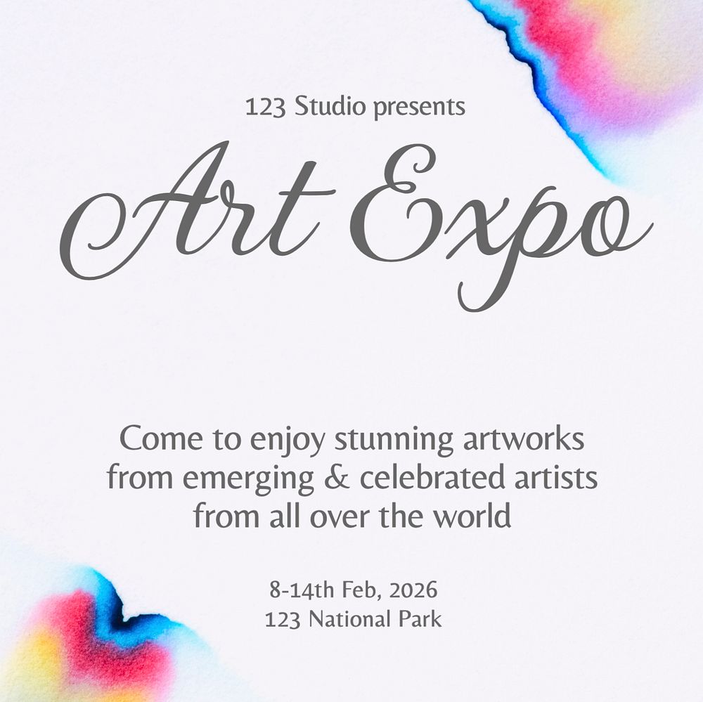 Art expo Instagram post template, editable text