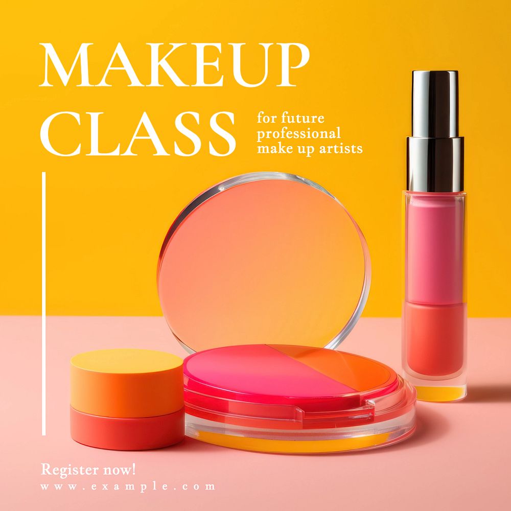 Makeup class Instagram post template, editable text