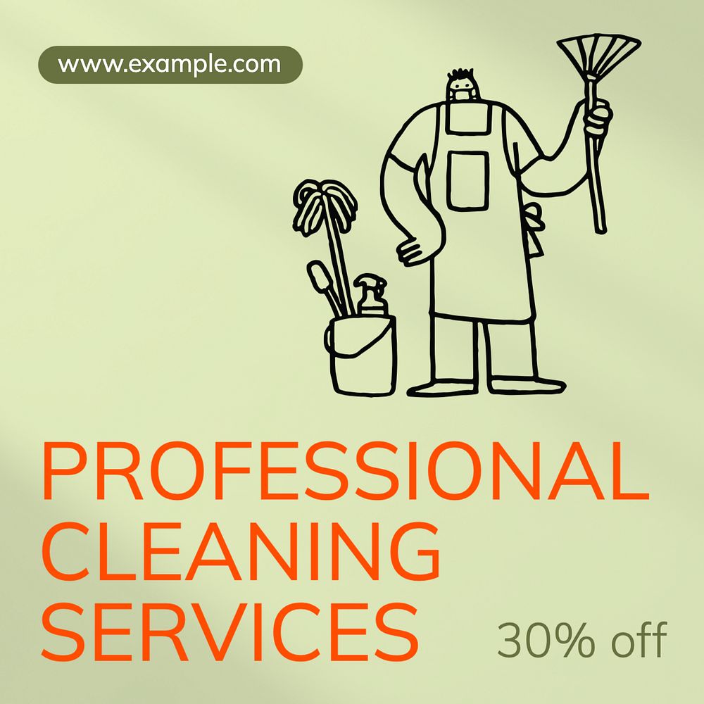 Cleaning service Instagram post template, editable text