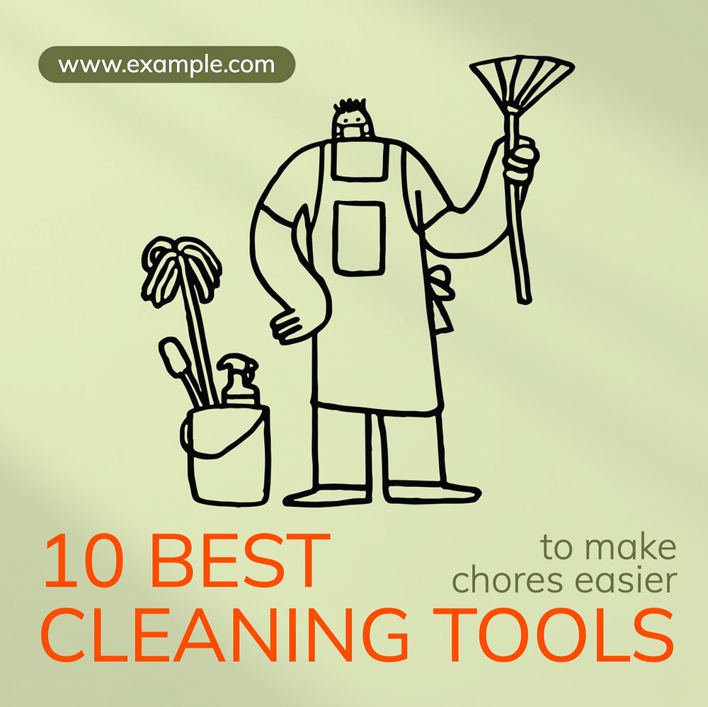 Best cleaning tools Instagram post template, editable text