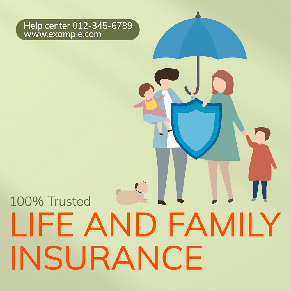 Life insurance Instagram post template, editable text