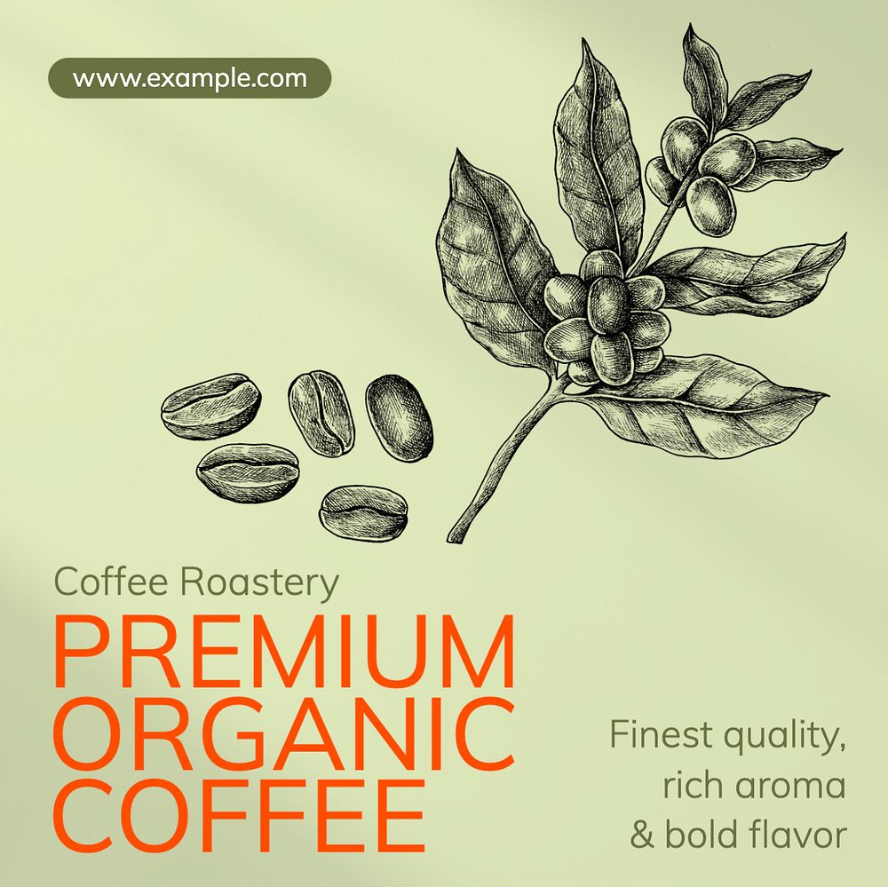 Premium organic coffee Instagram post template, editable text