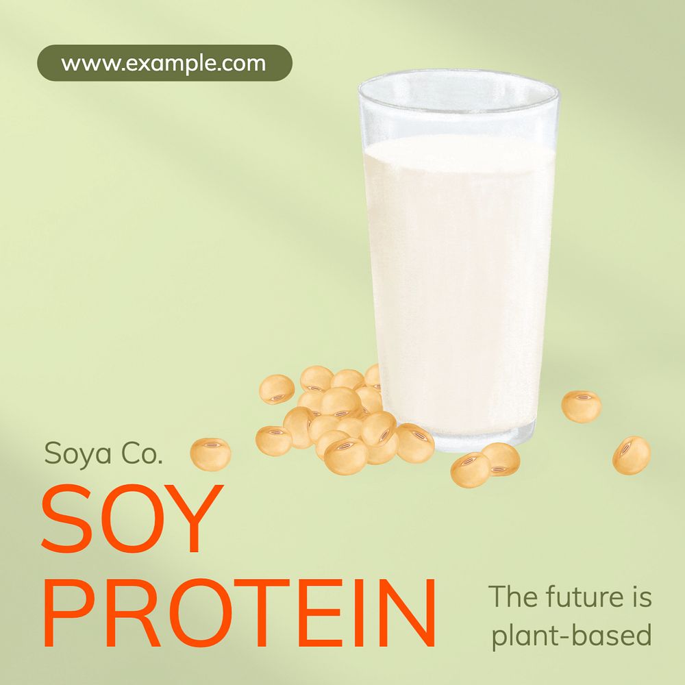 Soy protein Instagram post template, editable text