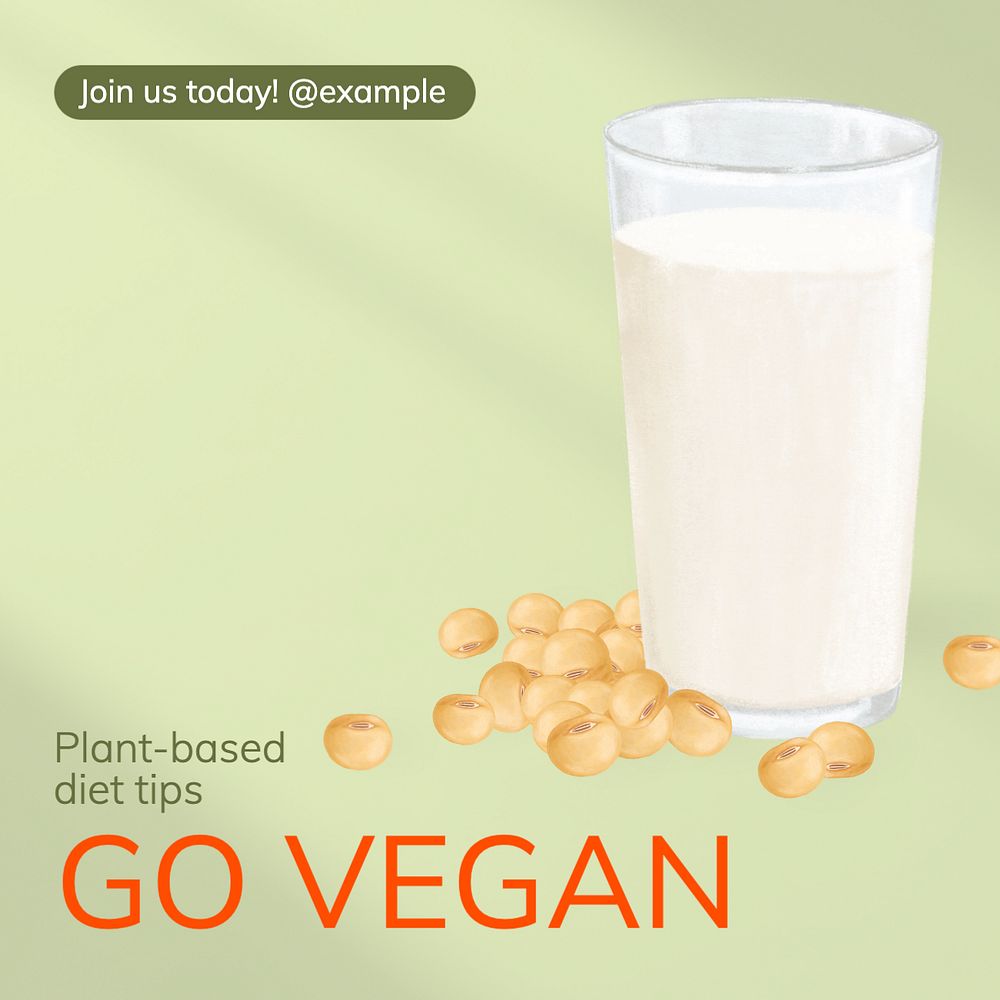 Plant-based vegan diet Instagram post template, editable text