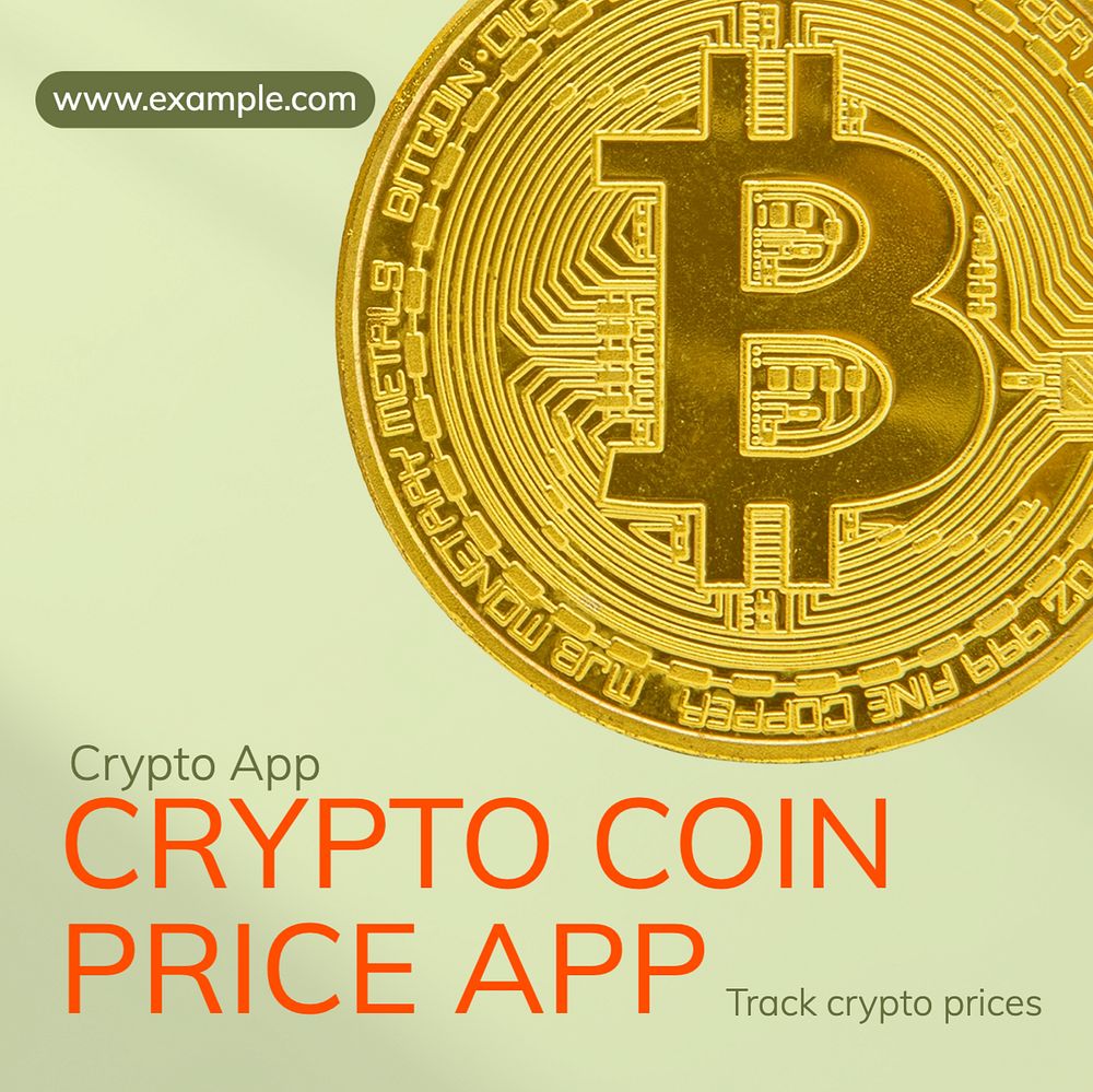 Crypto coin price Instagram post template, editable text