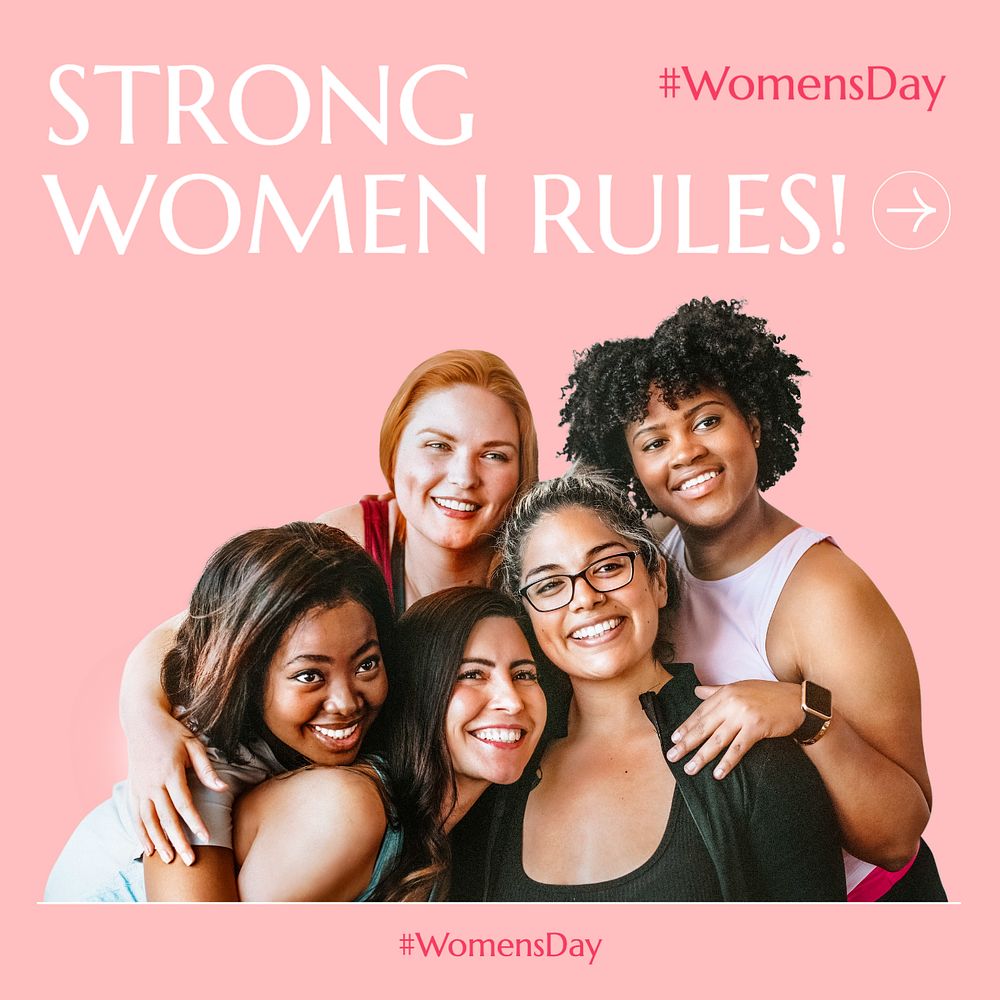 Strong women rules Instagram post template, editable text