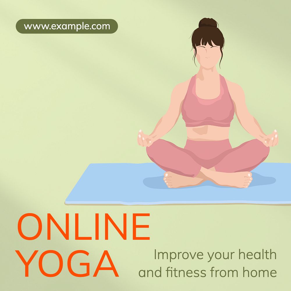 Online yoga Instagram post template, editable text