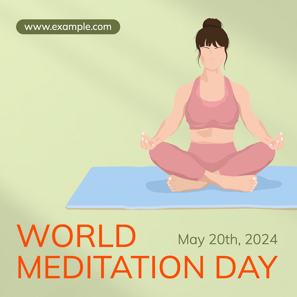 World meditation day Instagram post template, editable text