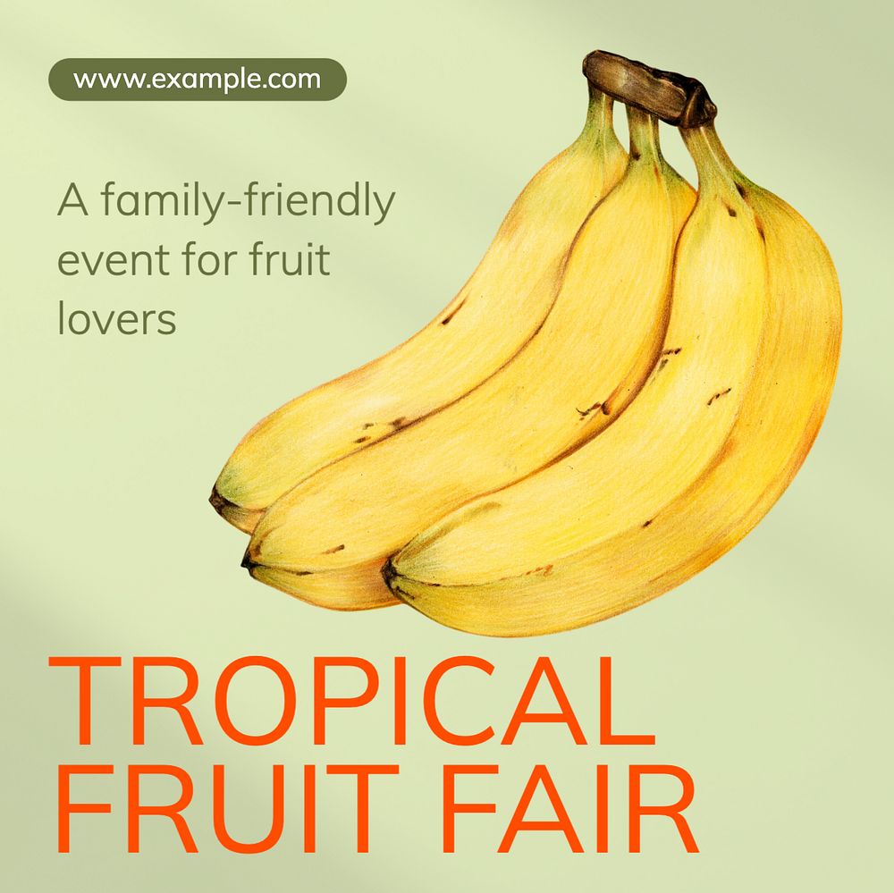 Tropical fruit fair Instagram post template, editable text