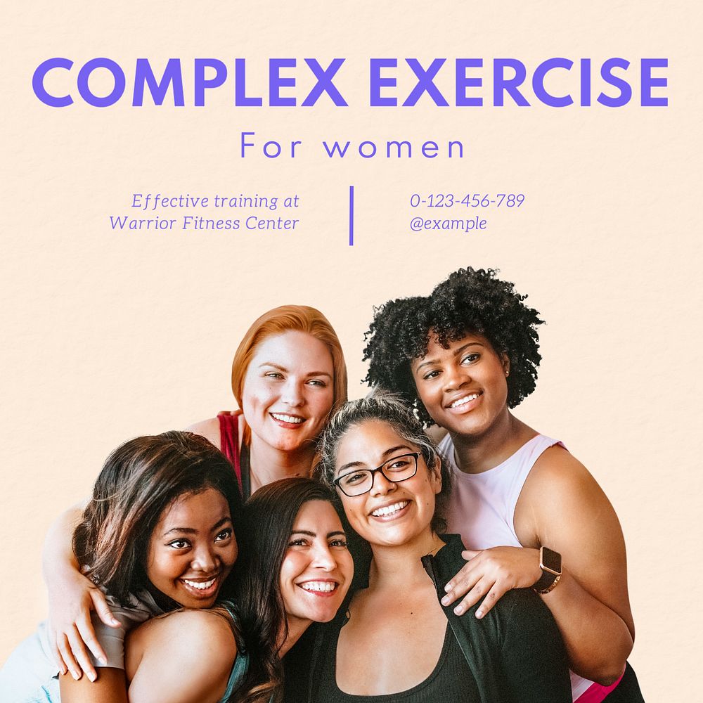 Complex exercise Instagram post template, editable text