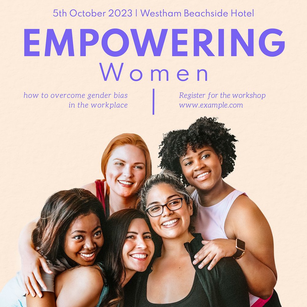 Empowering women Instagram post template, editable text